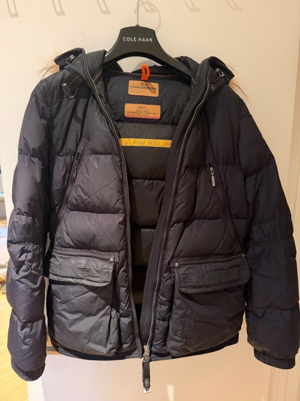 Parajumpers Women's Navy Fur Hooded Down Puffer Jacket